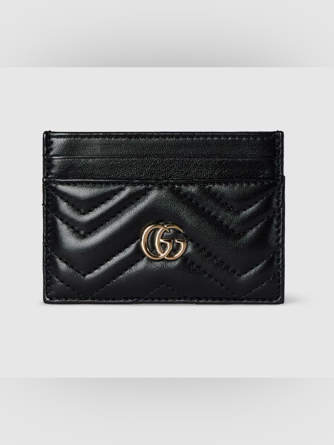Gucci Gg Marmont Card Case Cardholder Wallet Black With Gold